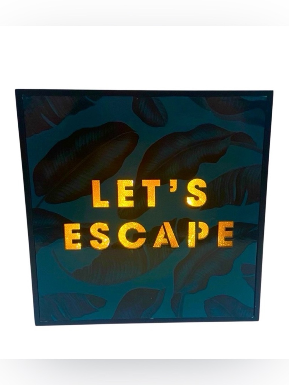 Let’s Escape Light Up Sign Tropical Illuminated Travel Art Turns On/Off